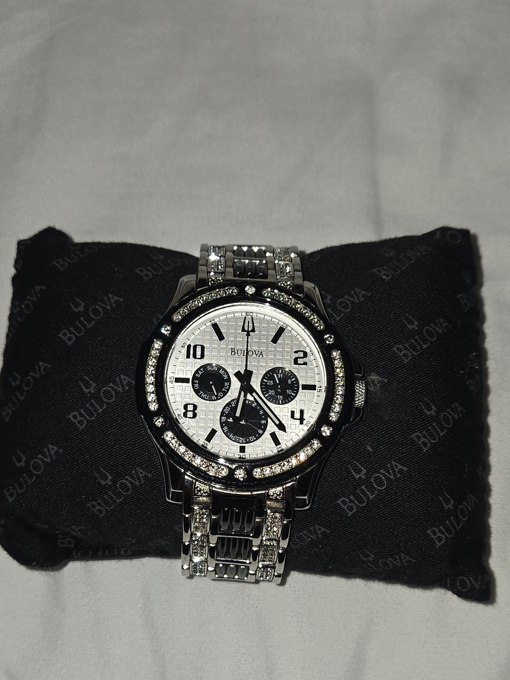 Bulova Silver Crystal-Accent Chronograph Watch